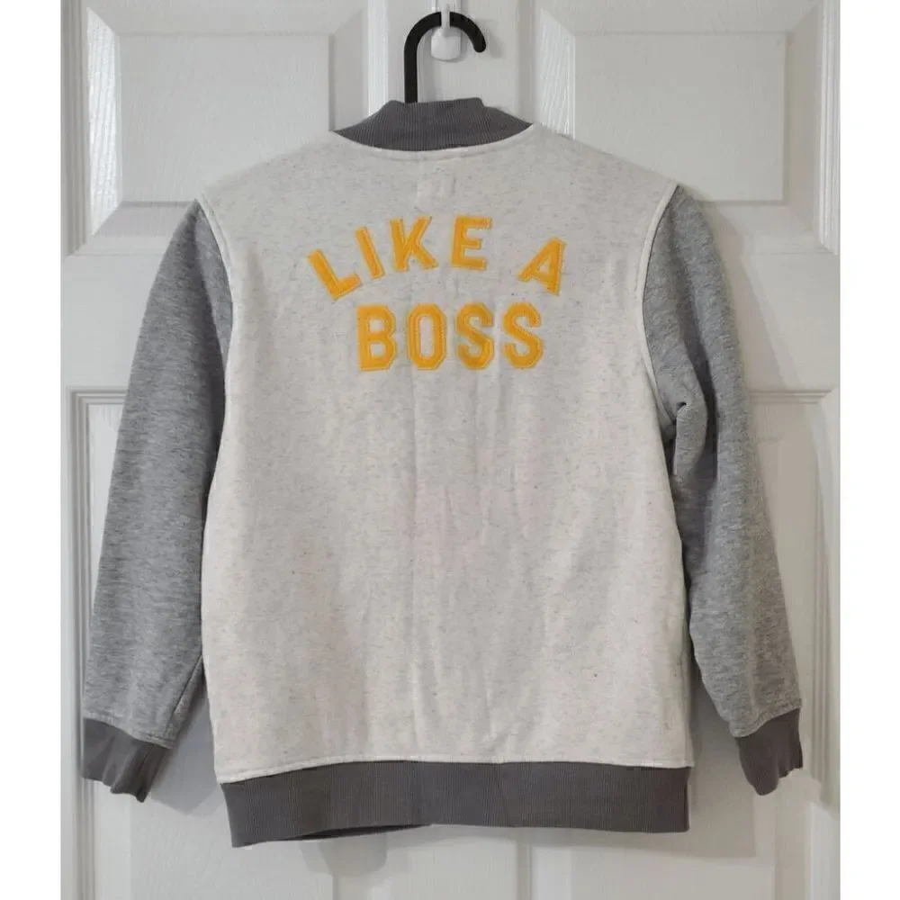 🙂 Gymboree Boy's Like A Boss Varsity Long Sleeve Smile Snap Sweat Jacket Size M